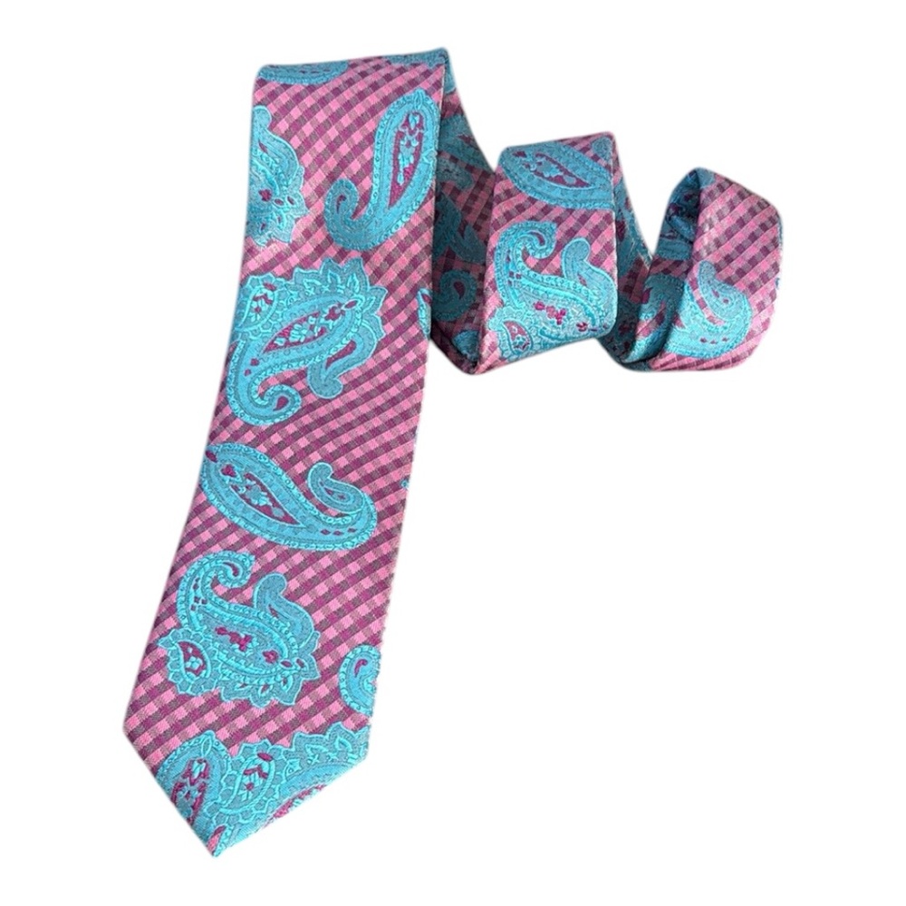 John Sparks by SPARKS Purple and Blue Paisley Check Tie